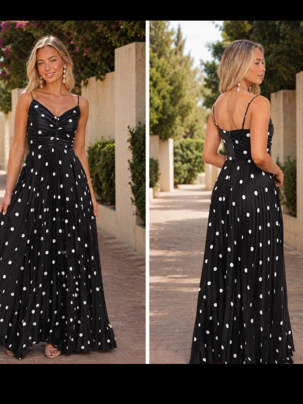 Petal & Pup Black Maxi Dress with White Polka Dots